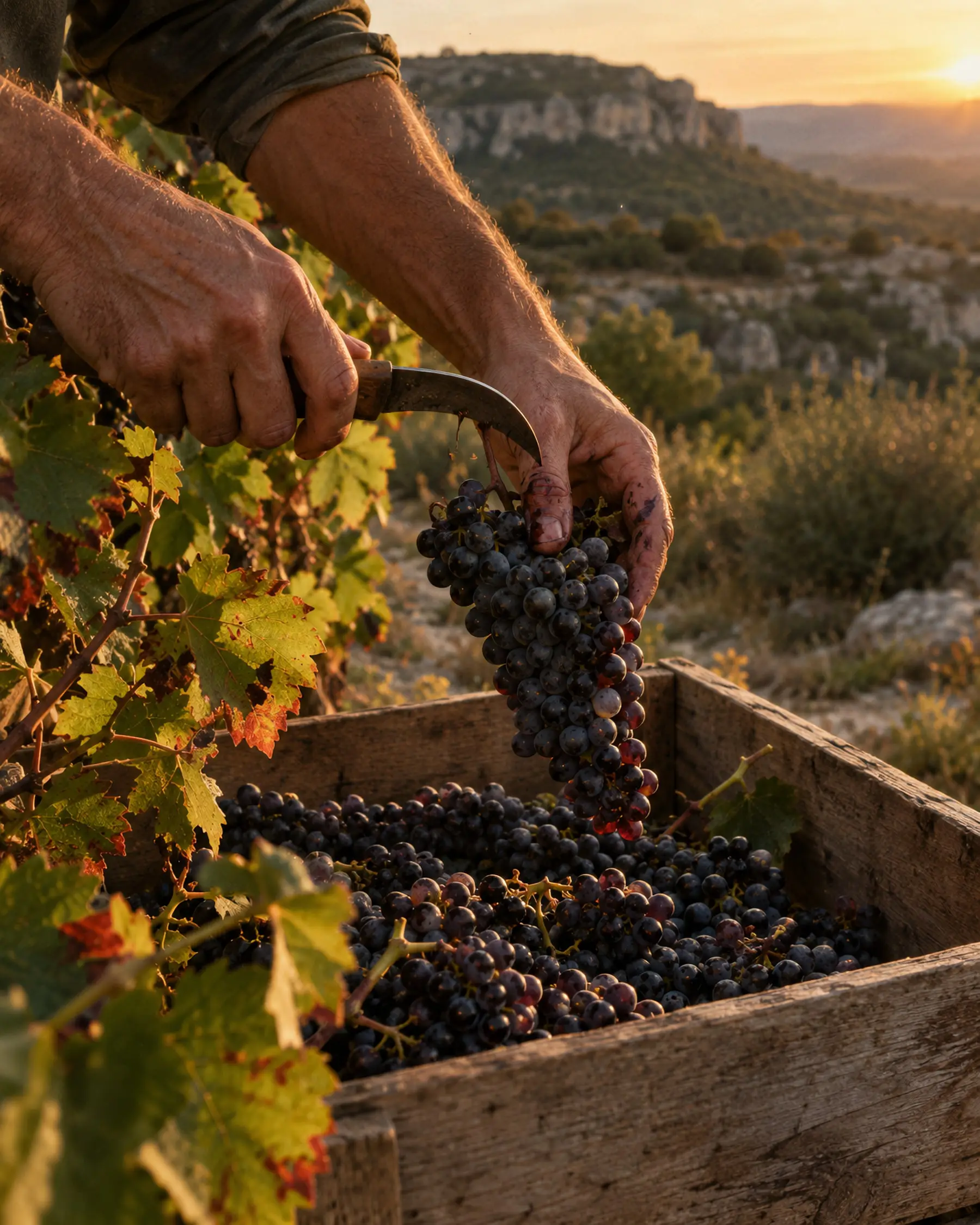 La vigne du domaine de Fondargue en septembre, au moment de la vendange.